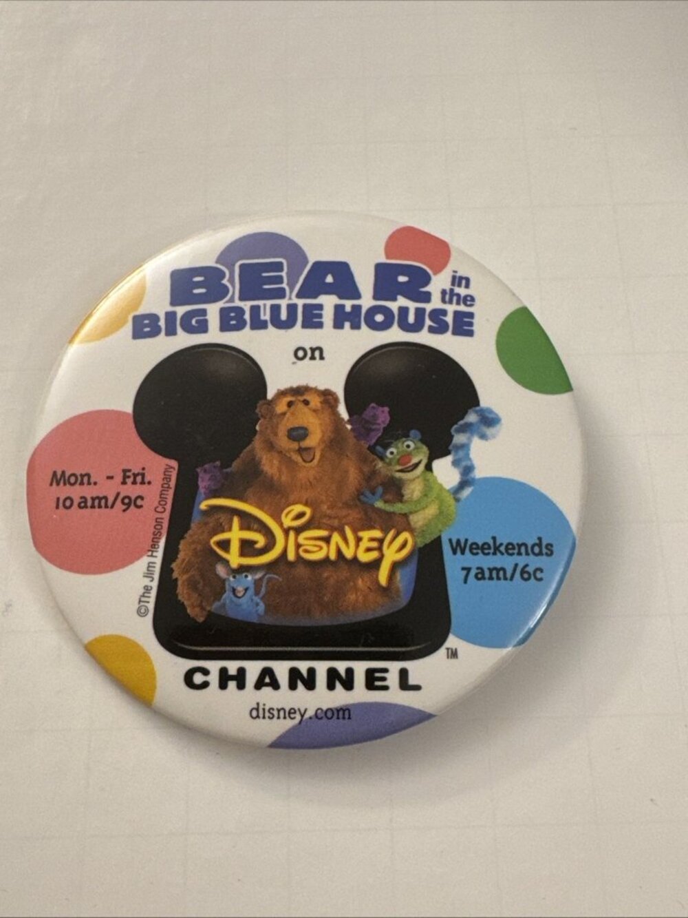 Bear in the Big Blue House Jim Henson Pin Promo Button Pinback Disney Muppet BV7